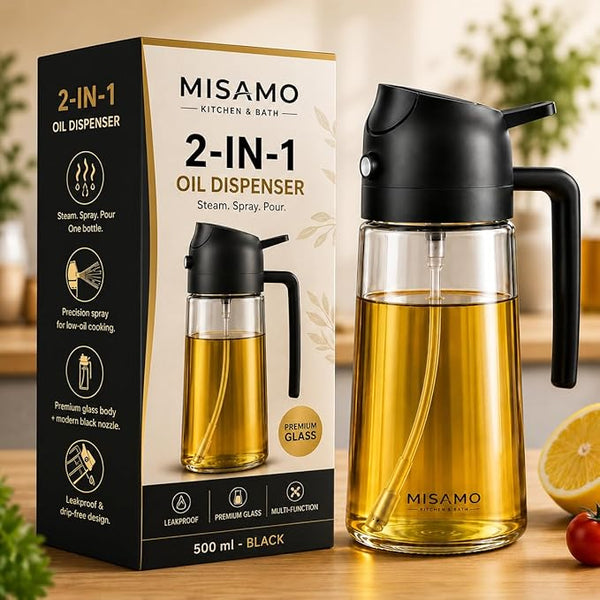 2-in-1 Oil Dispenser Bottle – Spray & Pour | 500ml Premium Glass