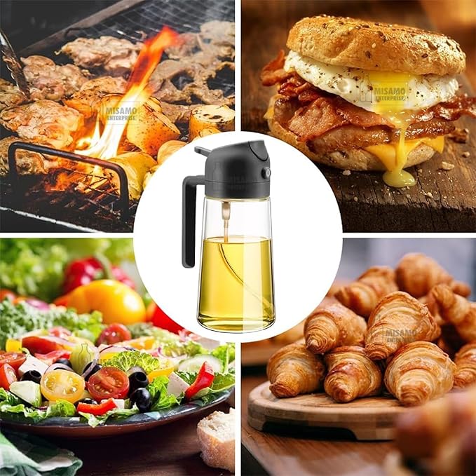 2-in-1 Oil Dispenser Bottle – Spray & Pour | 500ml Premium Glass